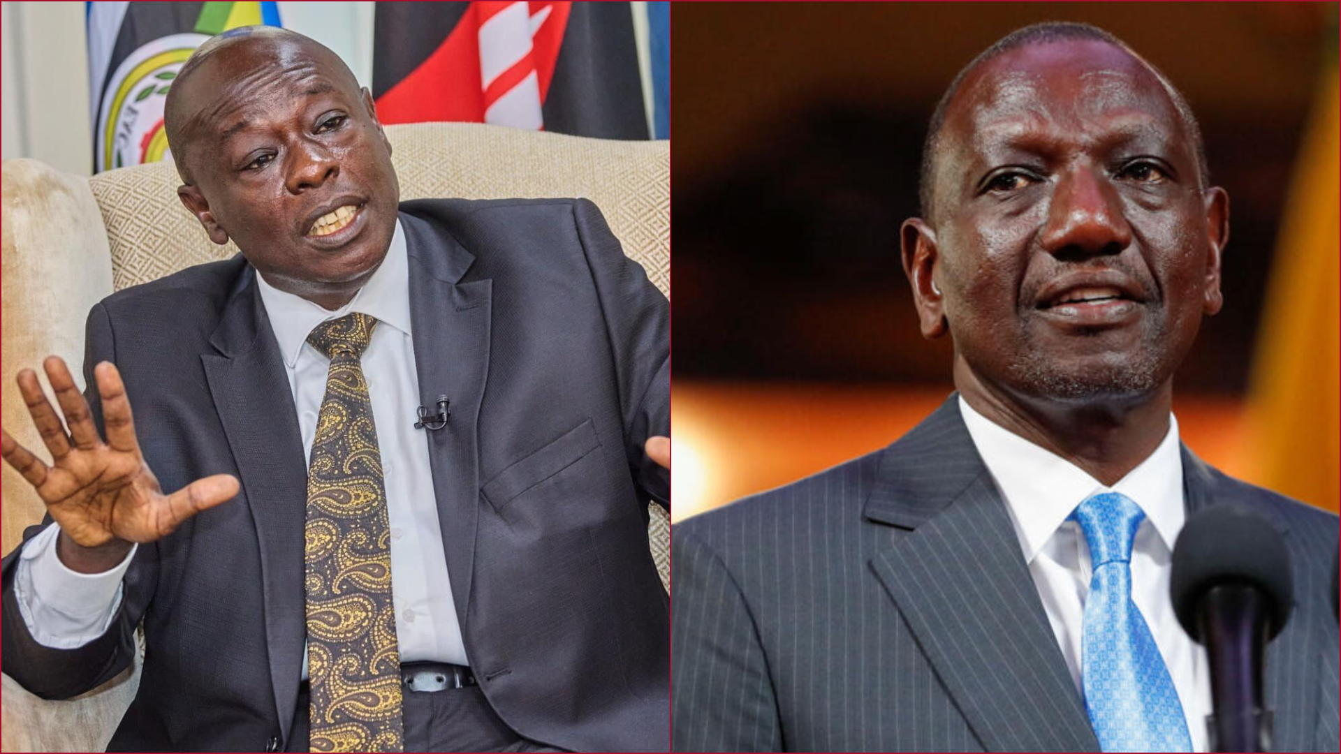 Collaged file images of former deputy president Rigathi Gachagua and President William Ruto.